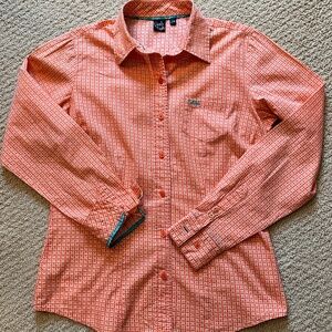 Cruel Girl Orange and Teal Western long Sleeve Fitted Shirt size M